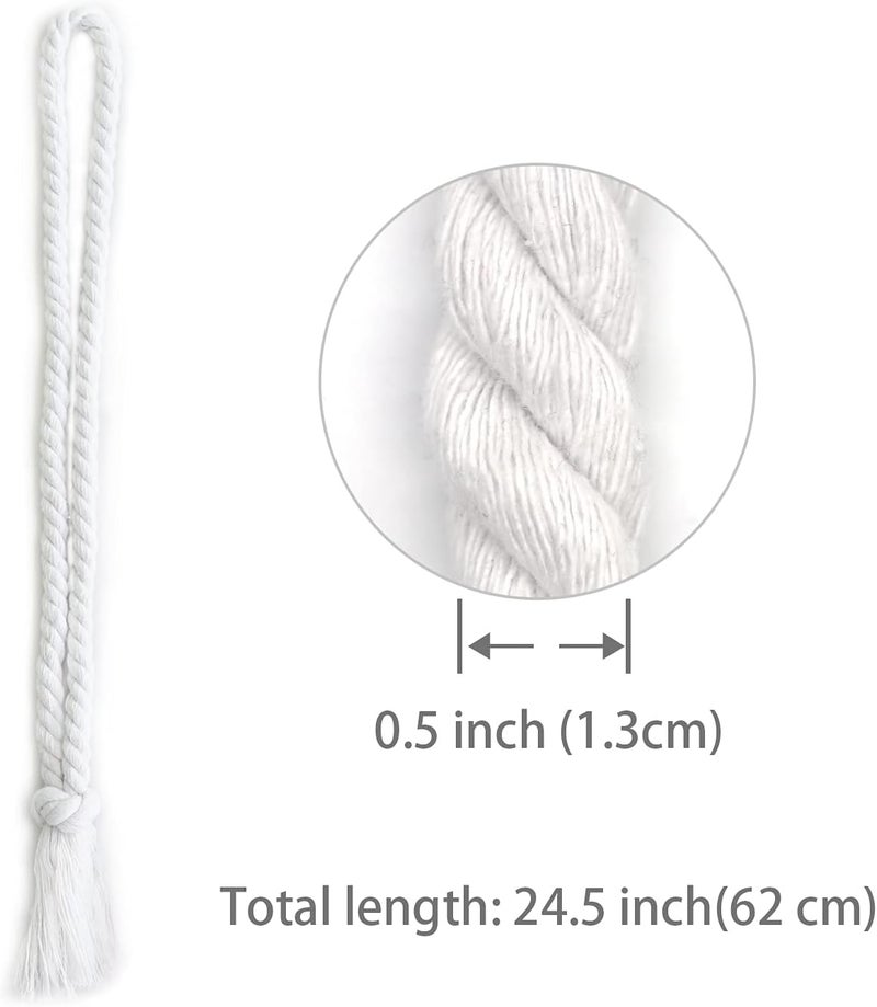 Yteseery Natural Cotton Curtain Tiebacks Decorative Boho Rope Holdbacks Rural Village Style Tassel Drapery Tieback, White 2 Pcs - Image 3